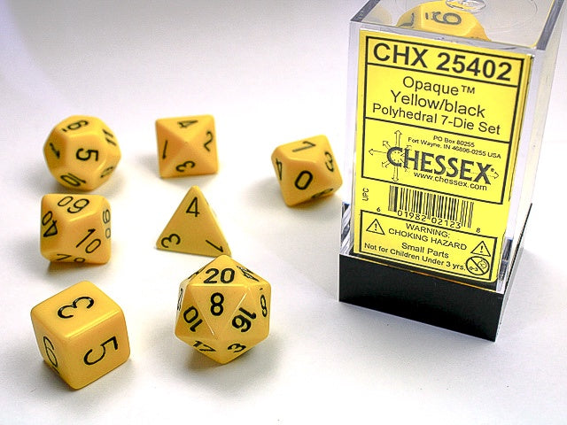 Opaque 7-Die Set Yellow / Black Chessex Dice (CHX25402)