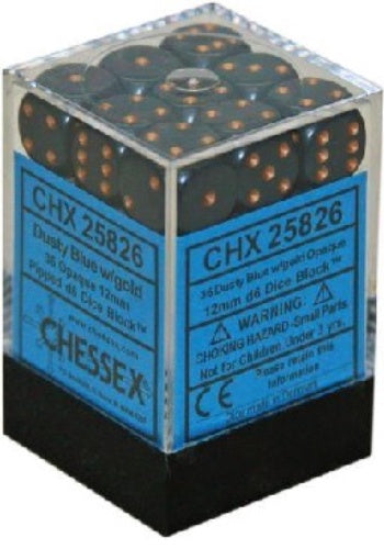 Opaque 36 * D6 Dusty Blue / Copper 12mm Chessex Dice (CHX25826)