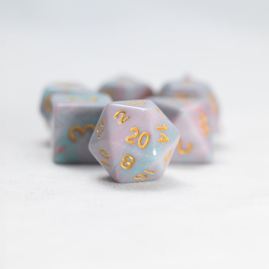 Sirius Dice Polyhedral Pink Unicorn 7-die Set