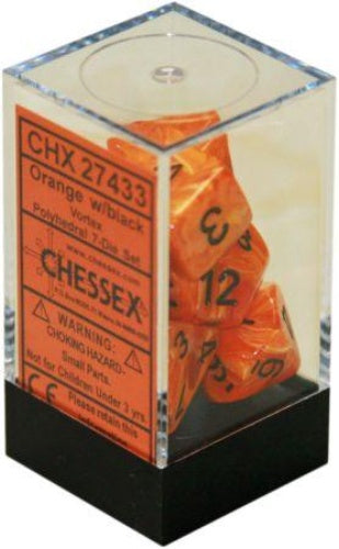 Vortex 7-Die Set Orange / Black Chessex Dice (CHX27433)