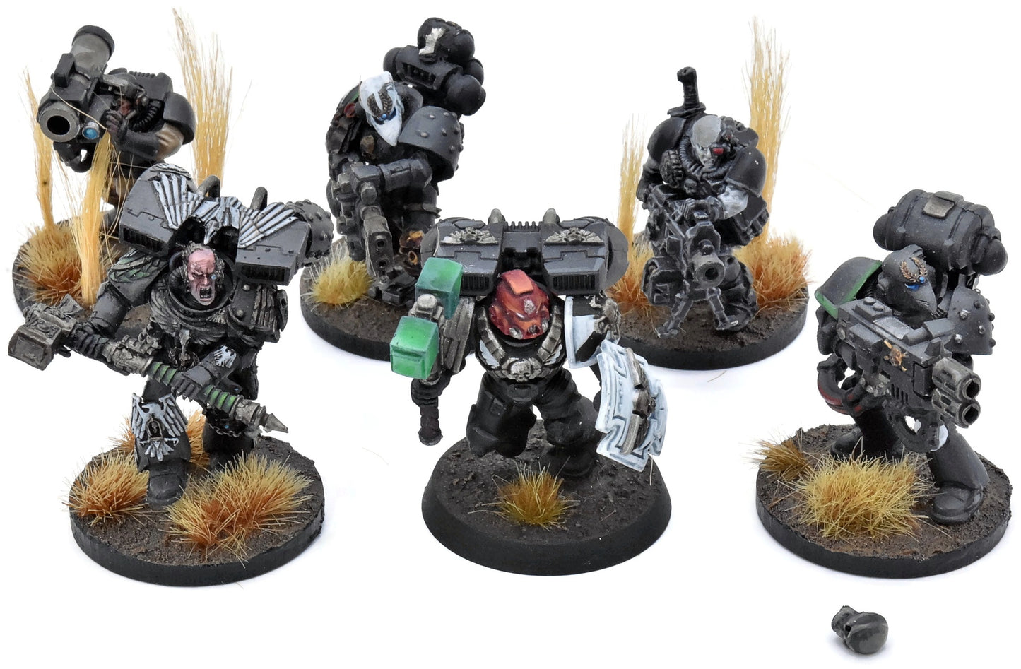 SPACE MARINES 6 Loose Models #1 METAL PARTS WELL PAINTED 40K Some Metal