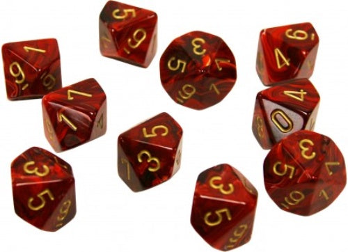 Vortex 10 * D10 Burgundy / Gold Chessex Dice (CHX27234)