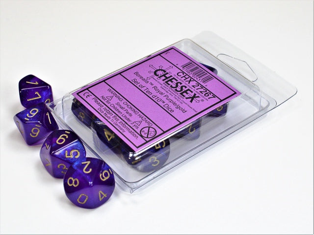 Borealis 10 * D10 Royal Purple / Gold Chessex Dice (CHX27267*)