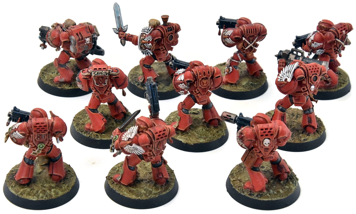 BLOOD ANGELS 10 Tactical Space Marines #2 WELL PAINTED Warhammer 40K