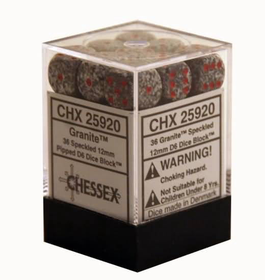 Speckled 36 * D6 Granite 12mm Chessex Dice (CHX25920)