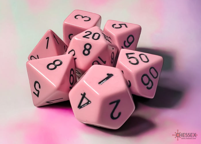 Opaque 7-die Set Polyhedral Pastel Pink/black