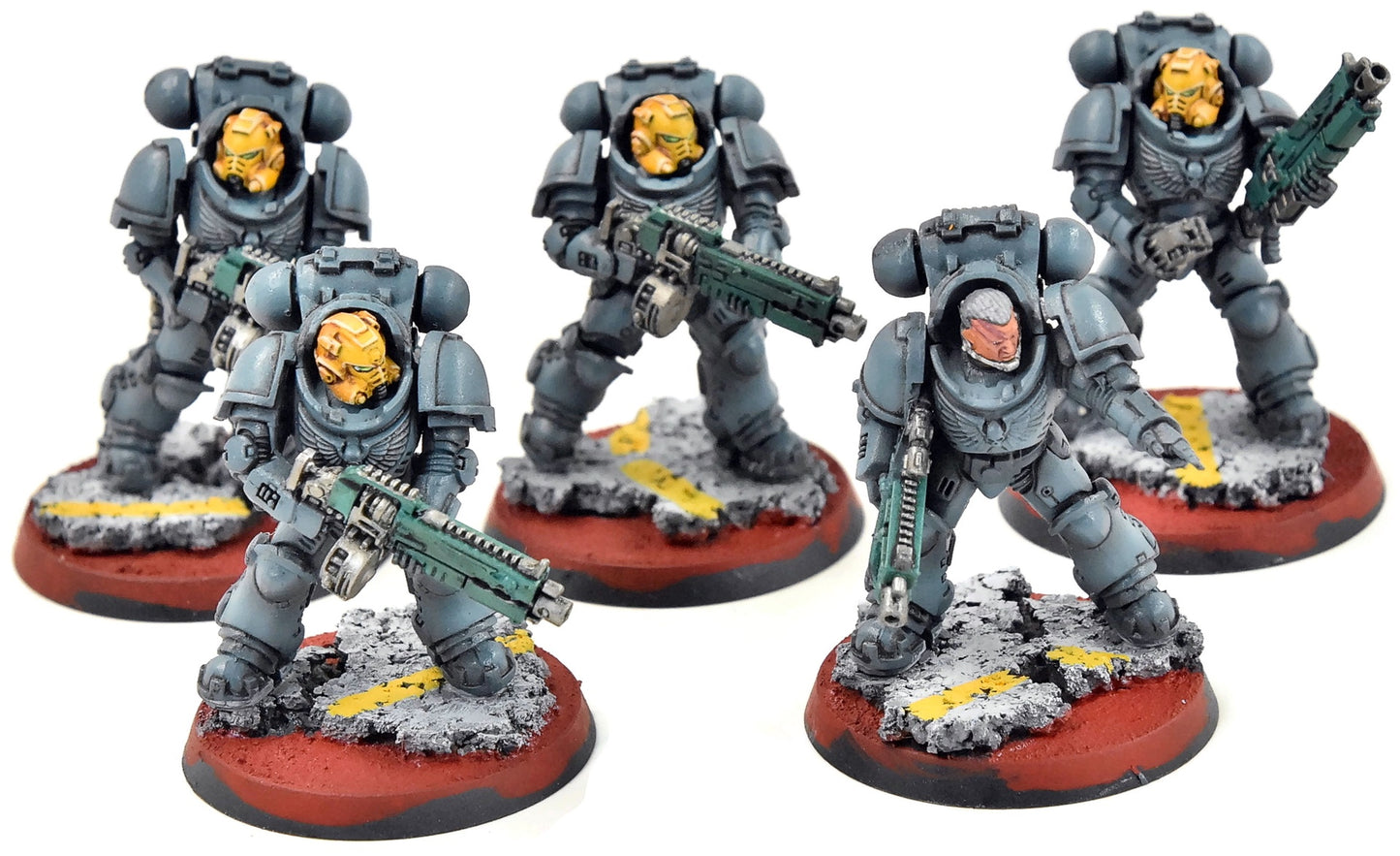 SPACE MARINES 5 Heavy Intercessors #1 WELL PAINTED Warhammer 40K