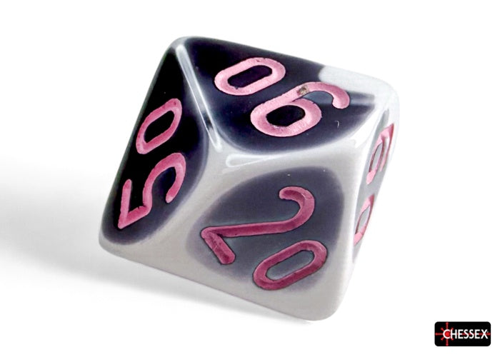 Gemini 7-Die Black-White / Pink Chessex Dice (CHX26469)