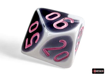 Gemini 7-Die Black-White / Pink Chessex Dice (CHX26469)