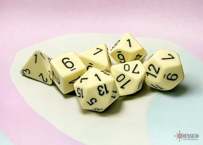 Opaque 7-die Set Polyhedral Pastel Yellow/black