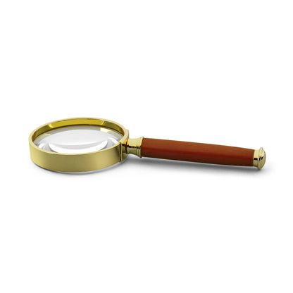 Handle Magnifier With Glass Lens Gold-Plated Metal Rim 3X magnification Ø 50 MM