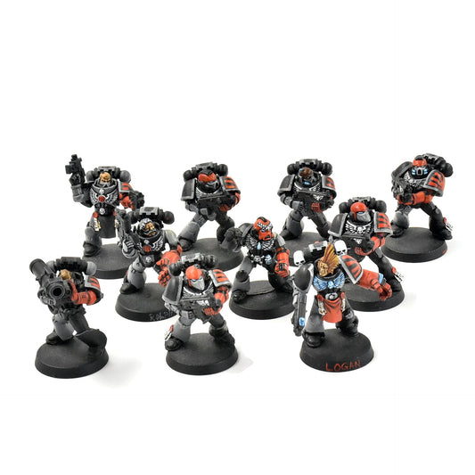 SPACE MARINES 10 Marines Converted #2 WELL PAINTED missing 1 backpack 40K