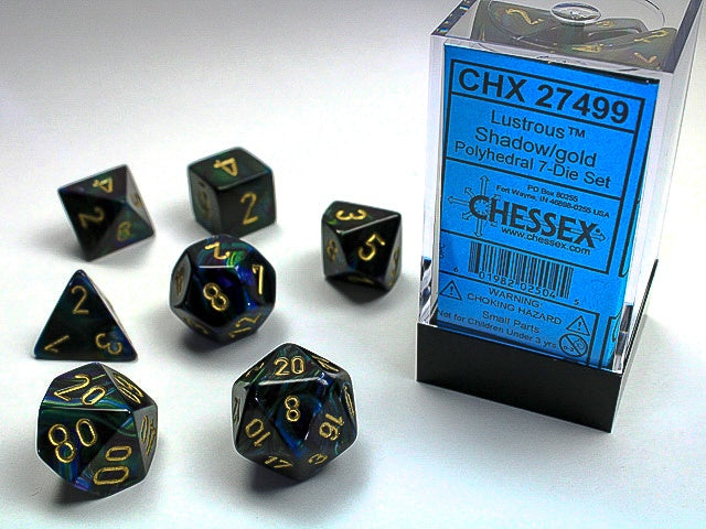 Lustrous 7-Die Set Shadow / Gold Chessex Dice (CHX27499)