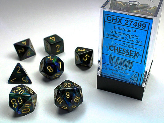 Lustrous 7-Die Set Shadow / Gold Chessex Dice (CHX27499)