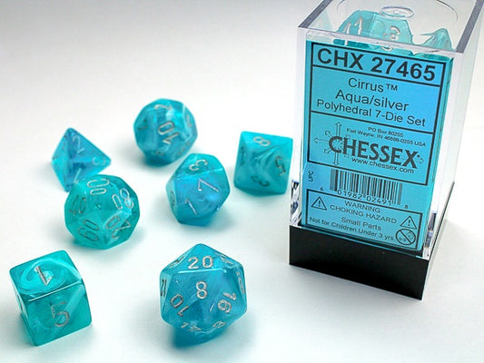 Cirrus 7-Die Set Aqua / Silver Chessex Dice (CHX27465)