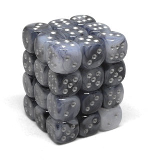 Phantom 36 * D6 Black/ Silver 12mm Chessex Dice (CHX27888)