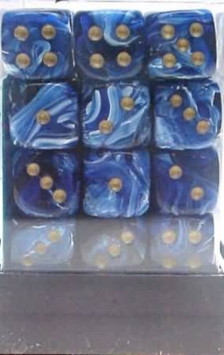 Vortex 36 * D6 Blue / Gold 12mm Chessex Dice (CHX27836)