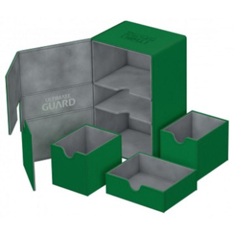 Ultimate Guard Twin Flip N Tray Deck Case Xenoskin Green 160+