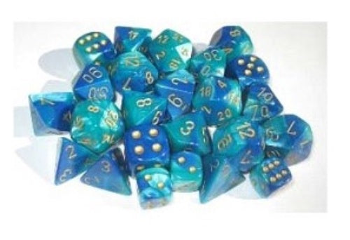 Gemini 10 * D10 Blue-Teal / Gold Chessex Dice (CHX26259)