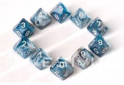 Lustrous 10 * D10 Slate / White Chessex Dice (CHX27290)