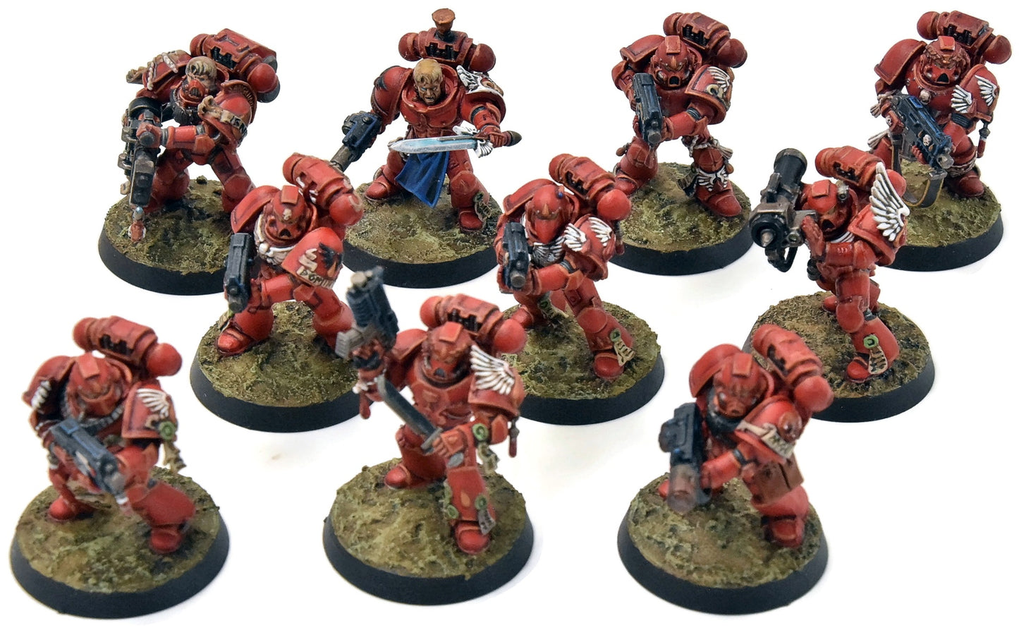 BLOOD ANGELS 10 Tactical Space Marines #2 WELL PAINTED Warhammer 40K