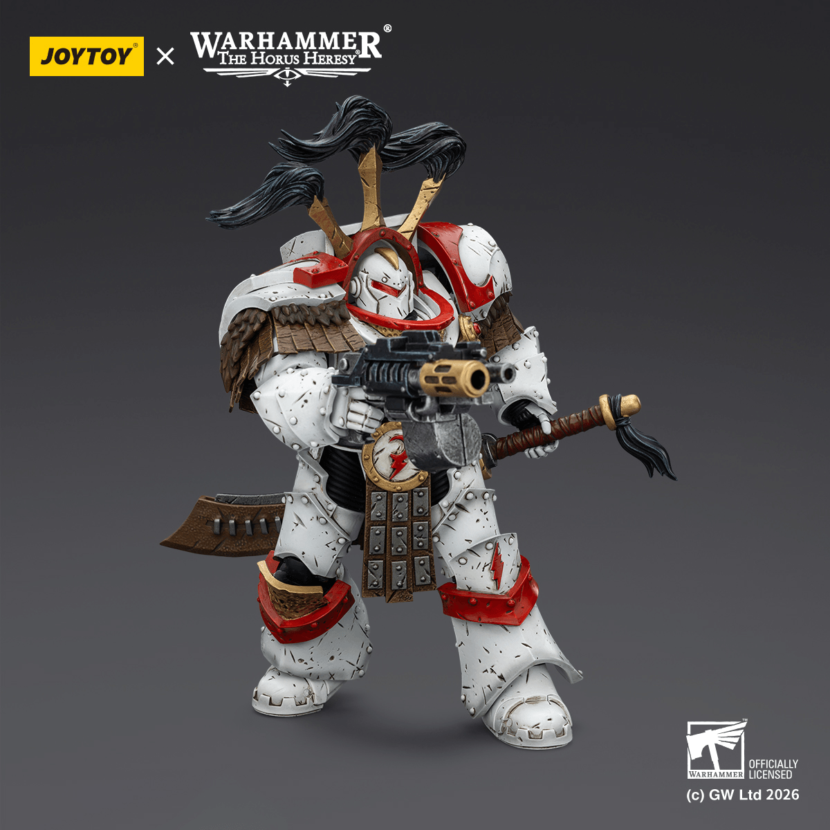 Joy Toy White Scars Praetor Cataphractii Cyber Hawk, sword & combi-melta