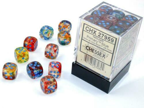 Nebula 36 * D6 Primary / Turquoise Luminary 12mm Chessex Dice (CHX27959)