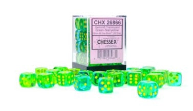 Gemini 36d6 Translucent Grn- Teal/yellow 12mm