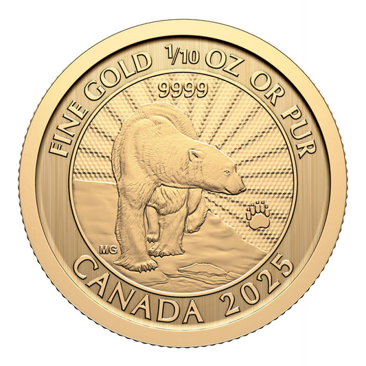 2025 The Majestic Polar Bear – 1/10 oz. 99.99% Pure Gold Coin (Premium Bullion)