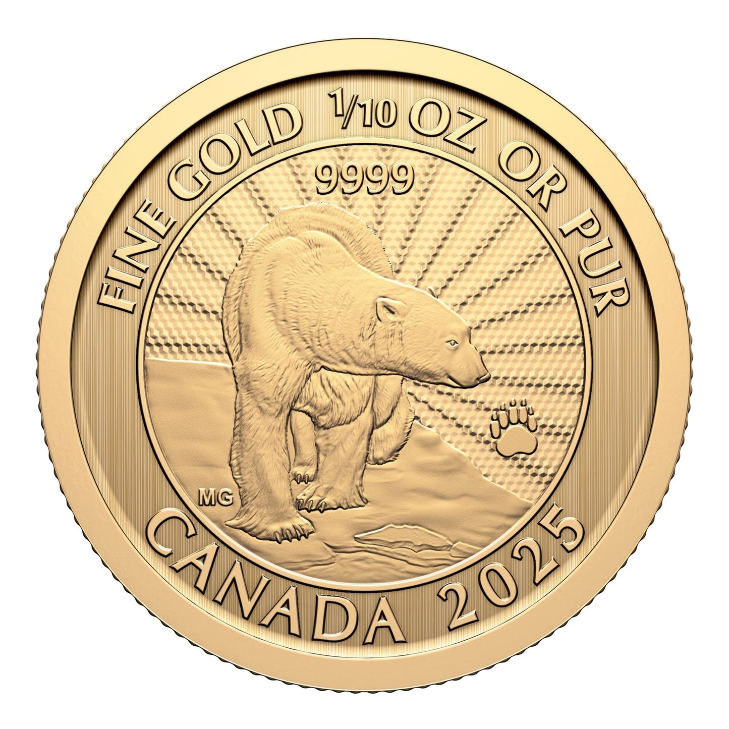 2025 The Majestic Polar Bear – 1/10 oz. 99.99% Pure Gold Coin (Premium Bullion)