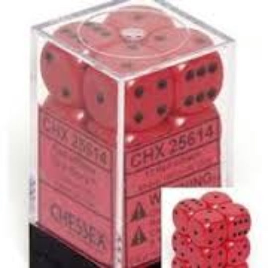 Opaque 12 * D6 Red / Black 16mm Chessex Dice (CHX25614)
