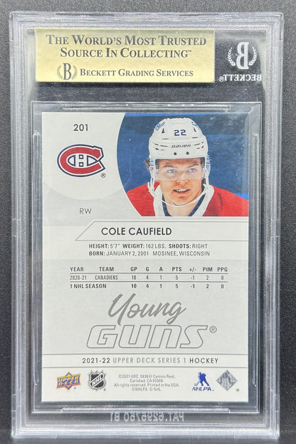 2021-22 Upper Deck NHL Young Guns Cole Caufield #201 (RC) BGS 9.5 Montreal Canadiens
