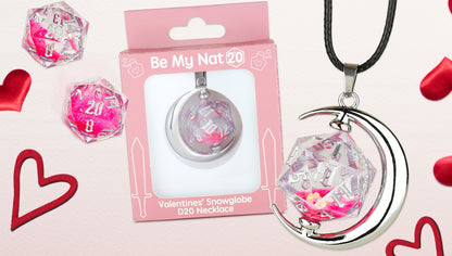 Sirius Dice Valentines' Snowglobe D20 Necklace