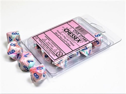 Festive 10 * D10 Pop-Art / Blue Chessex Dice (CHX27344)