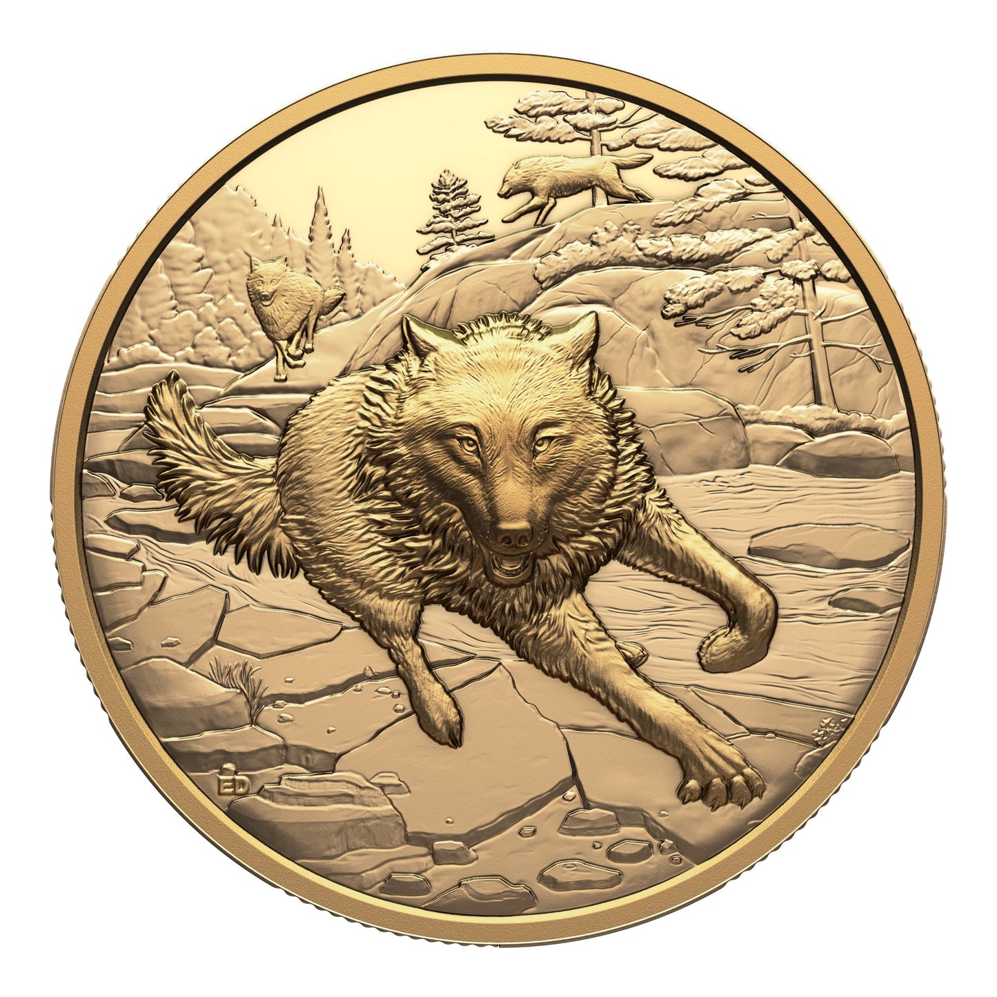 Great Hunters: Grey Wolf – 1 oz. Pure Gold Ultra High Relief Coin