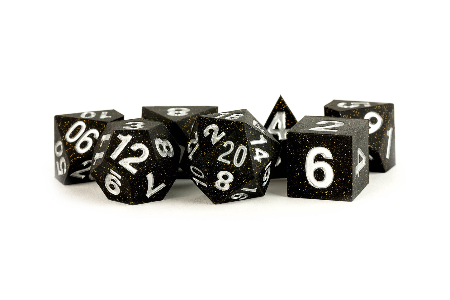 Silicone 7 Dice Set Rubber Gold Scatter 16mm