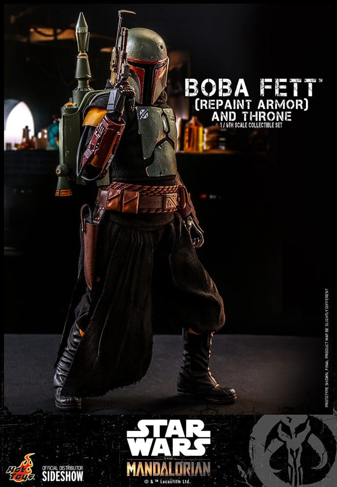 Coffret figurine Boba Fett (armure repeinte) et trône à l'échelle 1/6 par Hot Toys