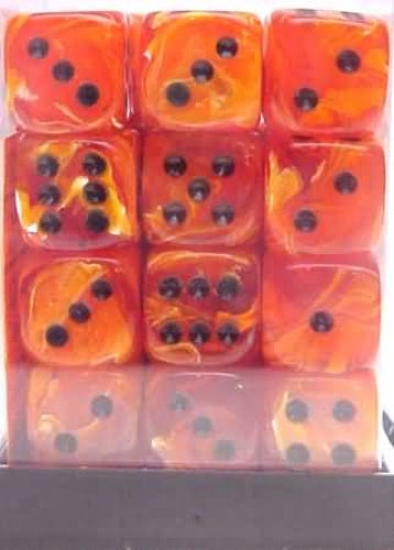 Vortex 36 * D6 Orange / Black 12mm Chessex Dice (CHX27833)