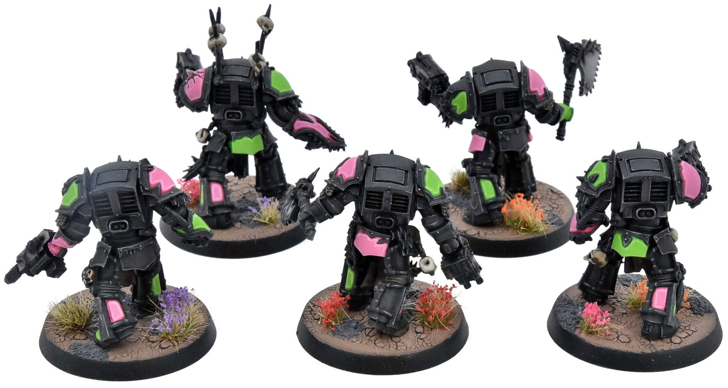 CHAOS SPACE MARINES 5 Terminators #1 WELL PAINTED Emperor's Children 40K
