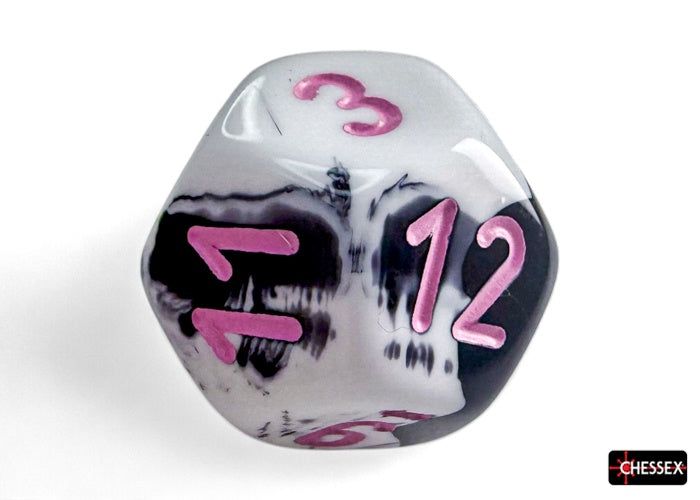Gemini 7-Die Black-White / Pink Chessex Dice (CHX26469)