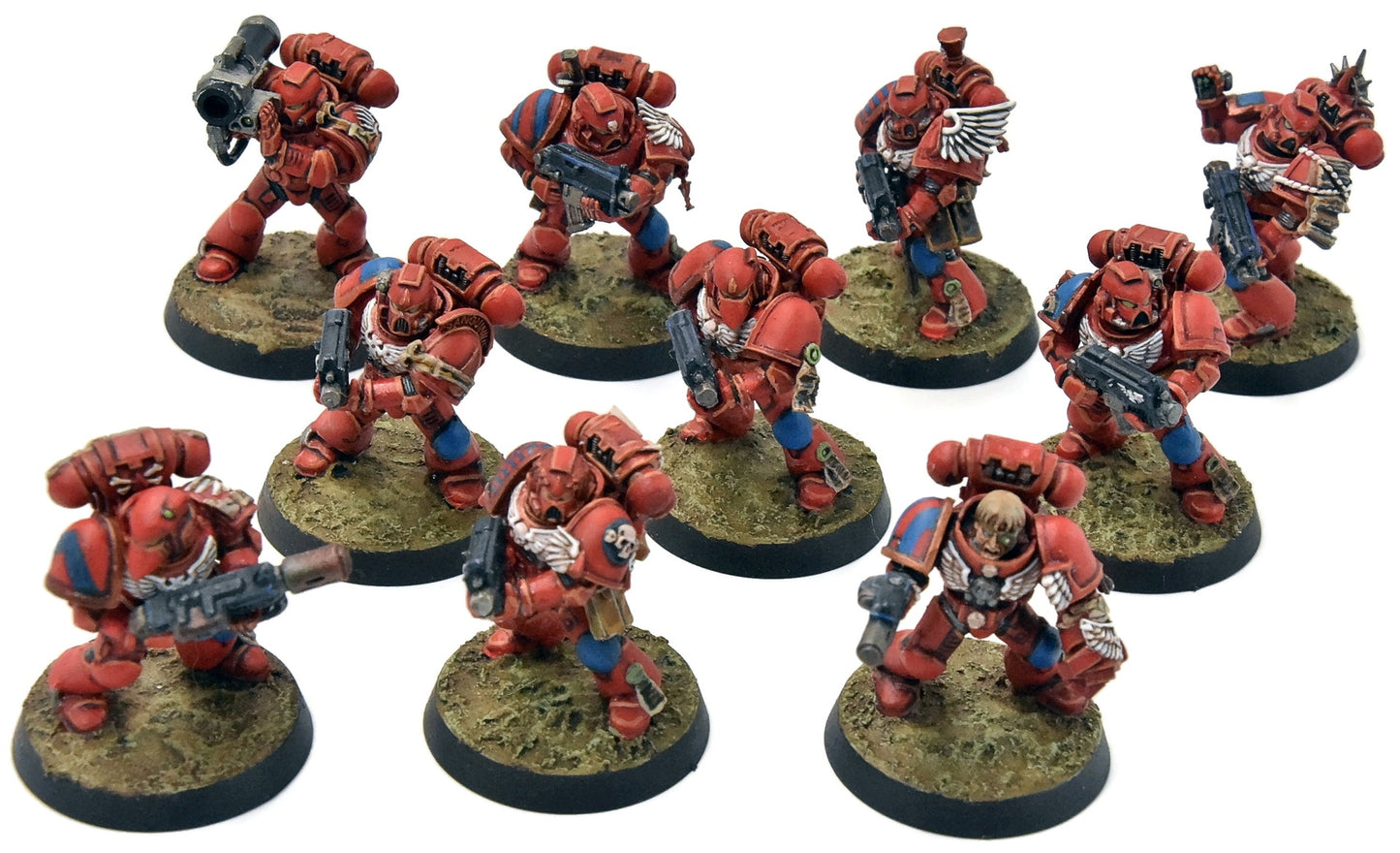 BLOOD ANGELS 10 Tactical Space Marines #1 WELL PAINTED Warhammer 40K