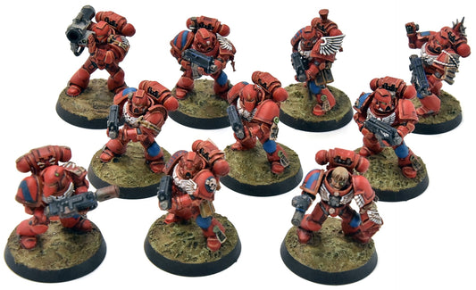 BLOOD ANGELS 10 Tactical Space Marines #1 WELL PAINTED Warhammer 40K