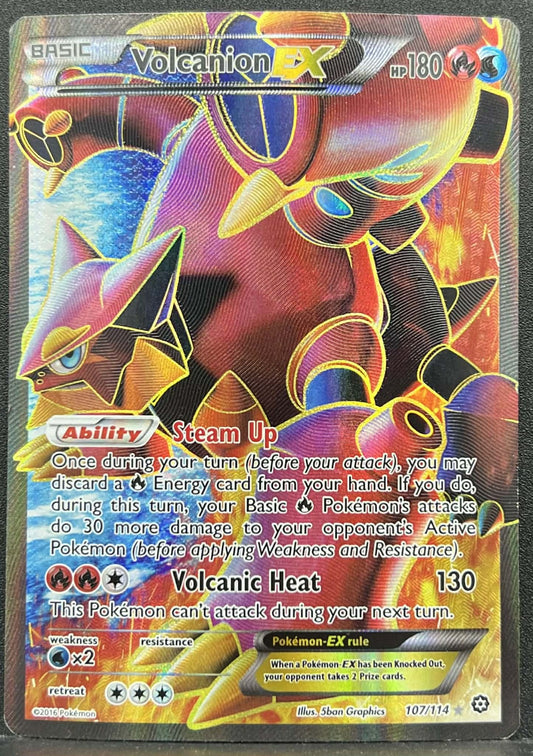 Pokémon TC Volcanion EX 107/114 Steam Siege Damaged