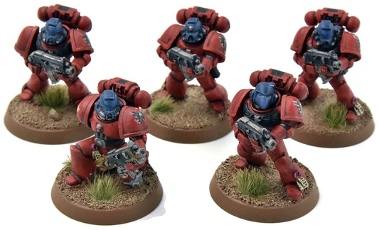 BLOOD ANGELS 5 Tactical Marines #1 WELL PAINTED Warhammer 40K