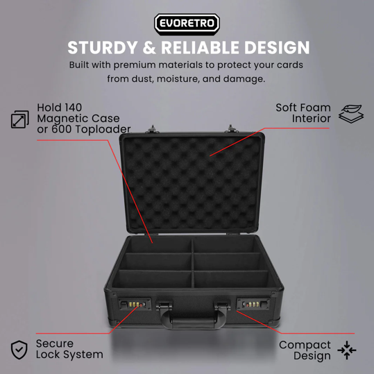 EvoRetro Toploader Card Storage Box for 140 Magnetic Case Combination Lock