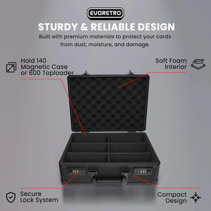 EvoRetro Toploader Card Storage Box for 140 Magnetic Case Combination Lock