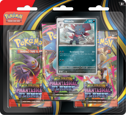 POKEMON ME02 PHANTASMAL FLAMES 3PK BLISTER WEAVILE (ENG)