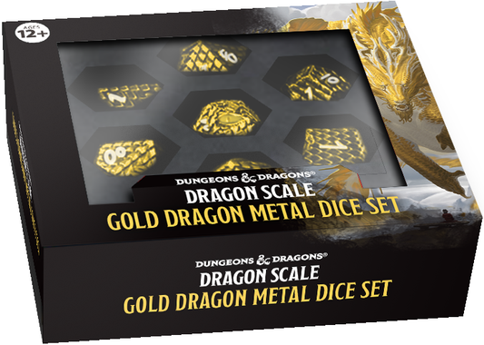 D&D Metal 7 Dice Set Dragon Scale Gold