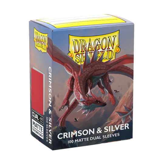 Dragon Shield Sleeves DUal Matte Crimson and Silver 100ct