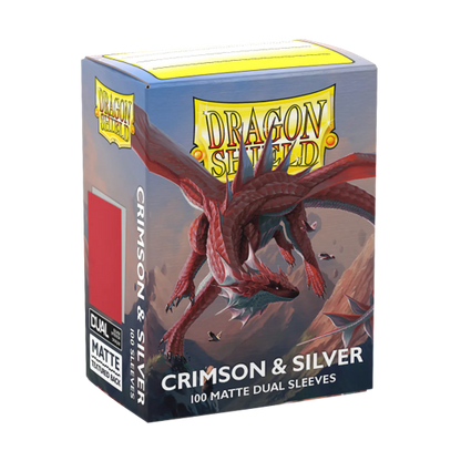 Dragon Shield Sleeves DUal Matte Crimson and Silver 100ct